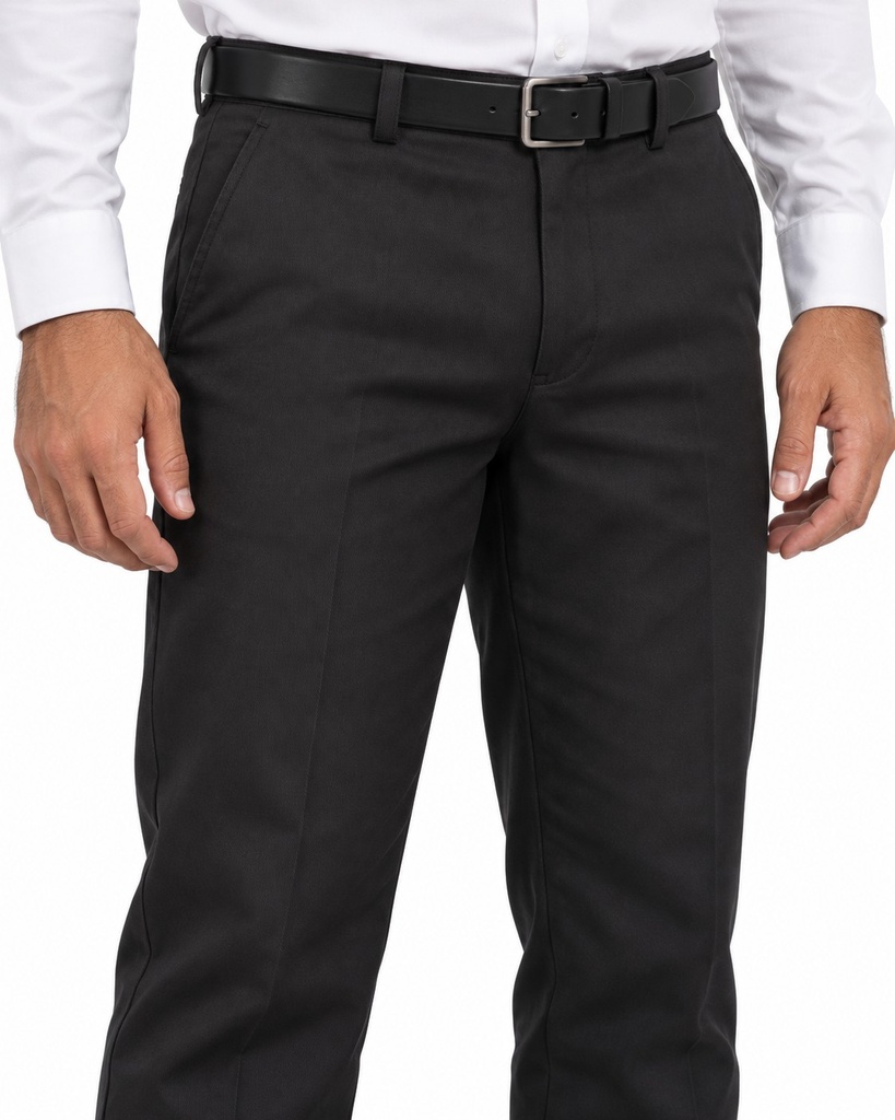 Pantalon Social Hombre Gabardina, Negro — T3 · detalle, hombre