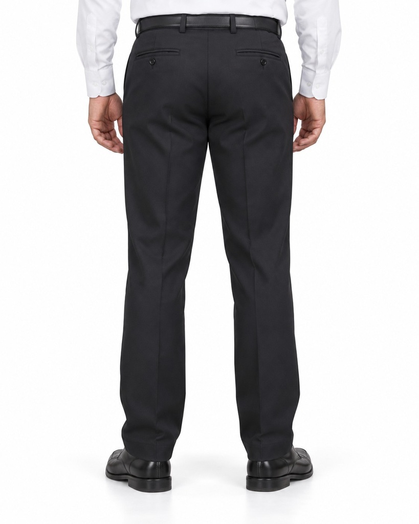 Pantalon Social Hombre Gabardina, Negro — T4 · espalda, hombre