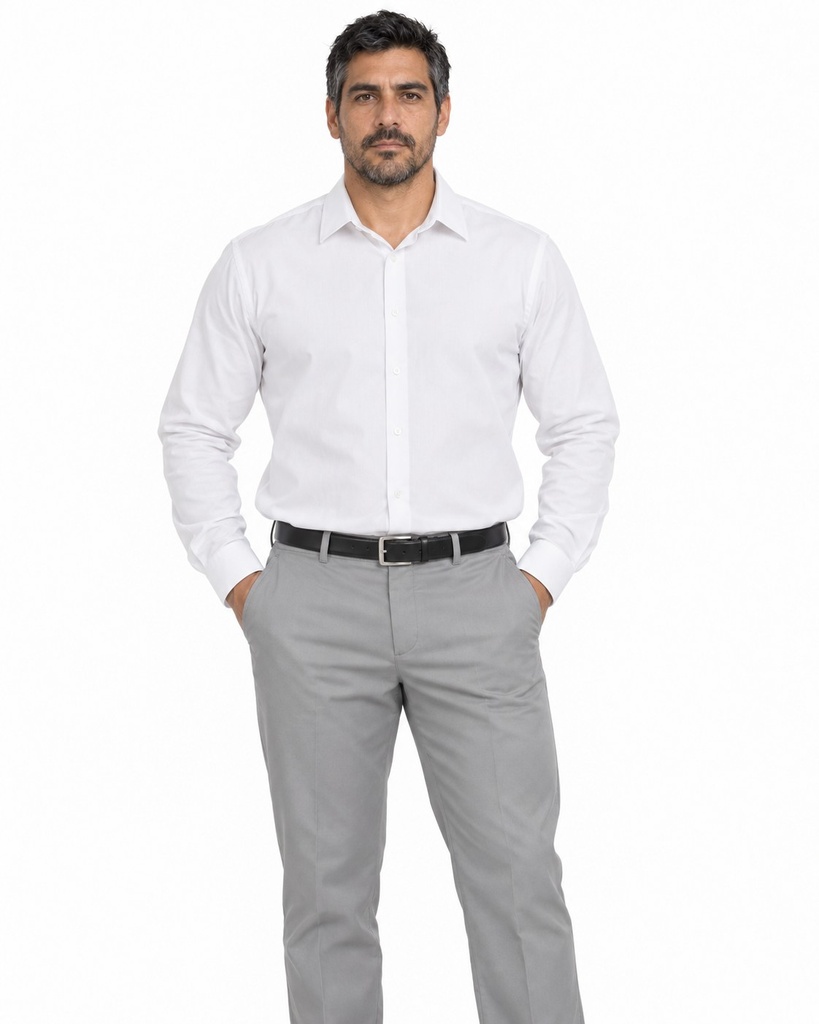 Pantalon Social Hombre Gabardina, Gris — T1 · frente, hombre