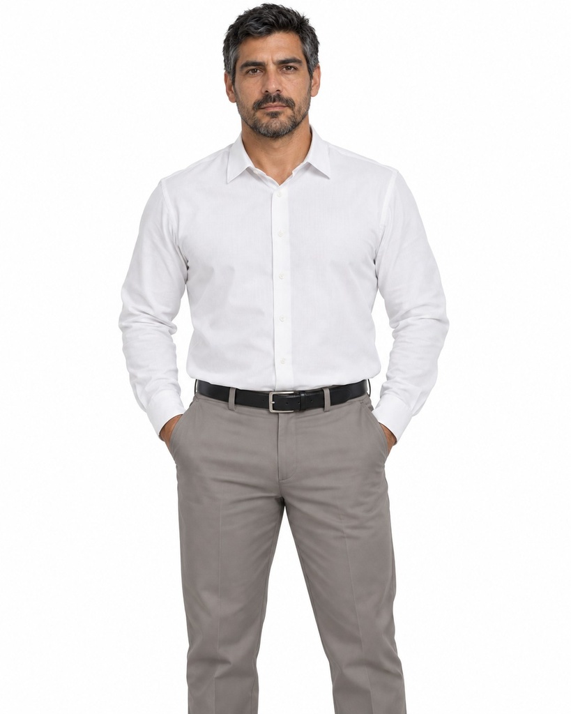 Pantalon Social Hombre Gabardina, Gris Topo — T1 · frente, hombre