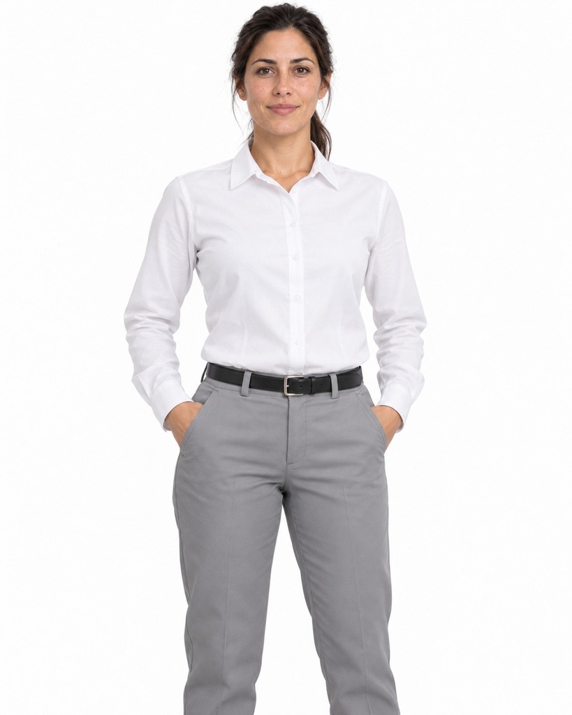 Pantalon Social Mujer Gabardina, Gris — T1 · frente, mujer