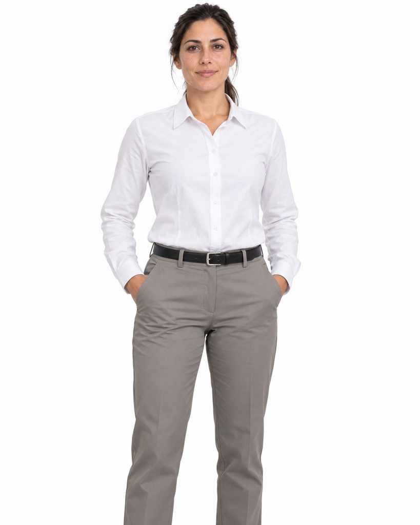 Pantalon Social Mujer Gabardina, Gris Topo — T1 · frente, mujer