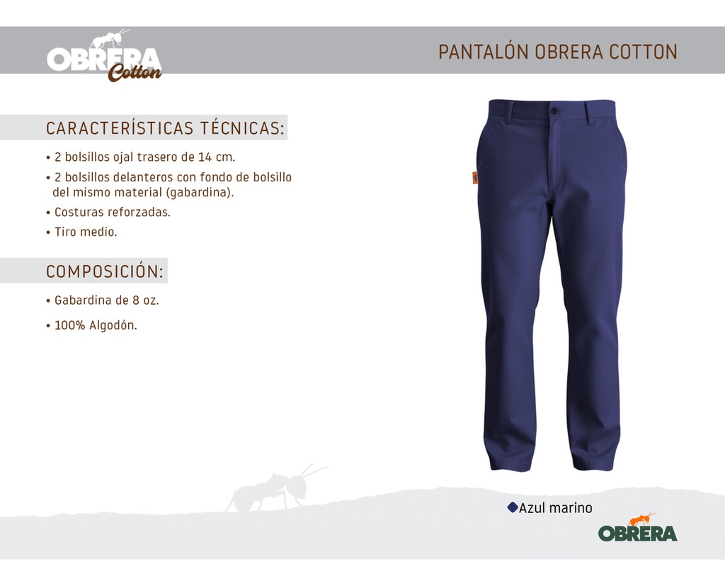 [P24072] Pantalón de trabajo OBRERA Cotton (Blanco, 34, 1)